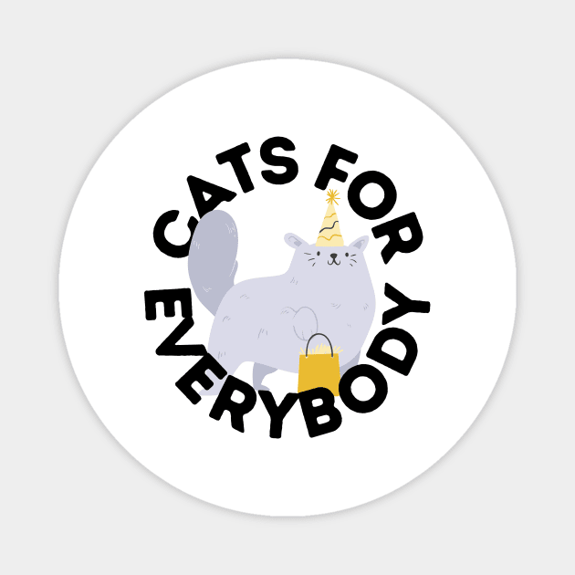 Cats For Everybody Festive Cat Bearing Gifts Funny Christmas Gift for Cat Owners and Feline Lovers Magnet by nathalieaynie